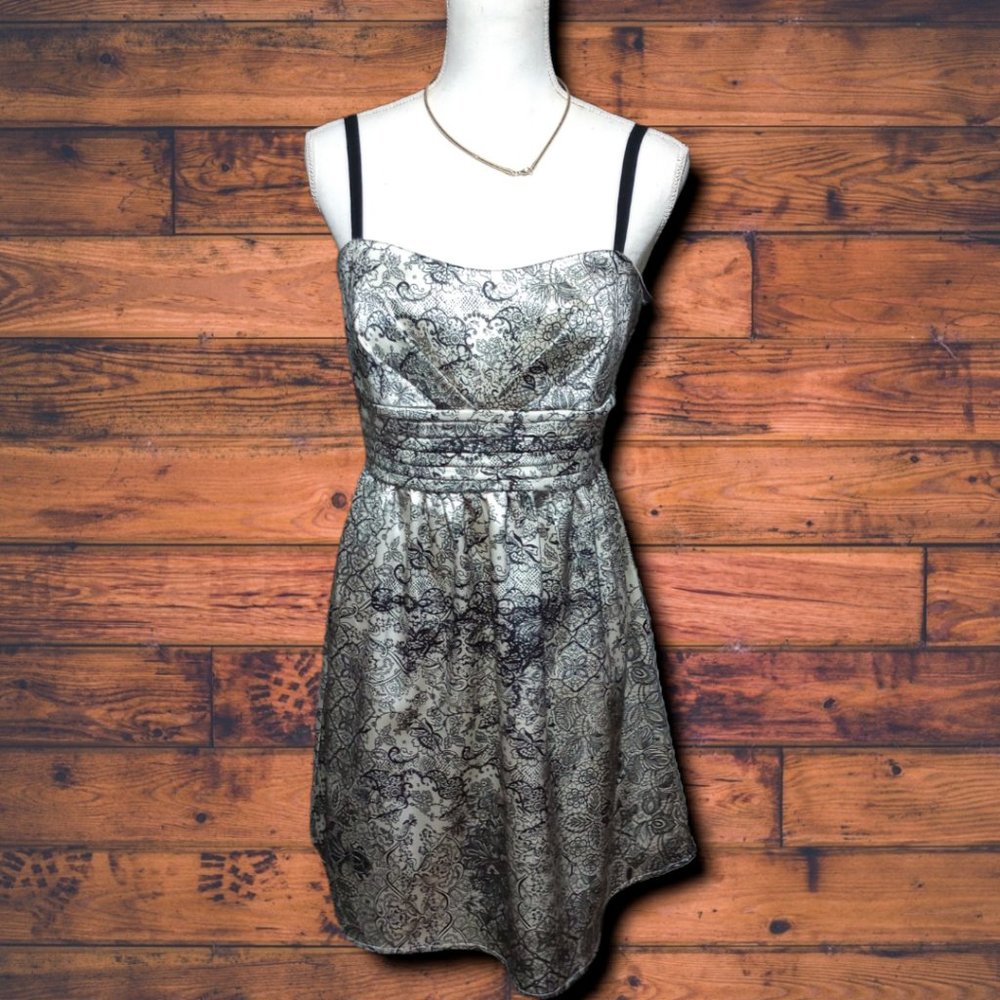 Black & White Satin Mini Dress w/Tulle